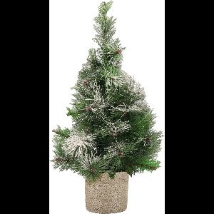 Besneeuwde kunstboom/kunst kerstboom 75 cm met naturel jute pot - Kunstboompjes/kerstboompjes