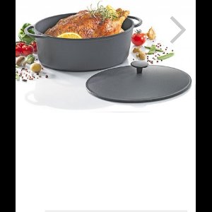 Kookpot Rustica gietijzer zwart ovaal 34cm