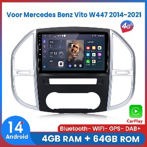 Awesafe Autoradio - Voor Mercedes Benz Vito W447 2014-2021 - Draadloos Carplay & Android auto - 4+64GB V1PRO 8 Kern - GPS Navigatie 4G WIFI - Ondersteuning voor SIM ﻿- 2014 2015 2016 2017 2018 2019 2020 2021
