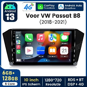 JUNSUN 10 inch CarPlay Android Auto Radio voor VW Passat B8 (2018-2021) - WIFI, 4G-LTE, Bluetooth, DSP, 6GB+128GB, Octa-kern
