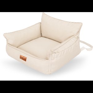 Voorstoel Honden Autostoel Mand – DogSeat Nova Cruise ® – Pearl Wit Leatherlook – Voor Kleine Honden – Met veiligheidsriem, gesp en gordel slot – Voorstoel & Achterbank – Waterafstotend & Krasbestendig – Luxe Autostoel Hond – Machinewasbaar