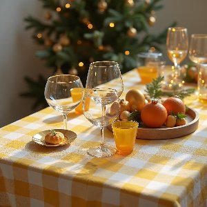 Tafelkleed Geel-Wit Geruit – 140x200 - Brabants Bont 4x4 cm – Rechthoek - Katoen/Polyester