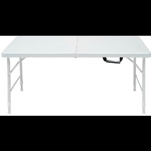 125 cm opvouwbare tafel, draagbaar - stevig stalen frame, in hoogte verstelbaar, compact opvouwbaar ontwerp voor buiten/thuis/kantoor, roestvrij en gemakkelijk schoon te maken (wit)