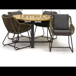 Tuinstoel Portofino olijf groen met Basso 130 cm teaktafel