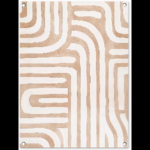 Tuinposter 60x80 cm - Tuindecoratie Aardetinten - Labyrintpatroon - Poster voor in de tuin - Buiten decoratie - Schutting tuinschilderij - Tuindoek muurdecoratie - Wanddecoratie balkondoek