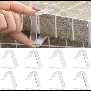 8 Pcs Tablecloth Clips, Clear Picnic Tablecloth Clips, Windproof Picnic Tablecloth Clamps Table Cloth Clamps for Christmas Home Wedding Party Indoor Outdoor Camping