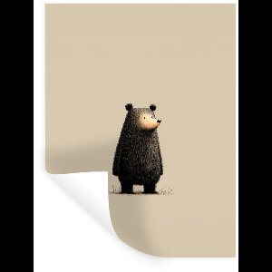 Muurstickers - Sticker Folie - Beer - Donkerbruin - Minimalistisch - 120x160 cm - Plakfolie - Muurstickers Kinderkamer - Zelfklevend Behang XXL - Zelfklevend behangpapier - Stickerfolie