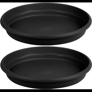 Hega Hogar Opvangbord - 2x - zwart - kunststof - D18 cm - onderschaal/opvangbord