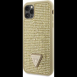 Guess Rhinestones Triangle Logo Back Cover - Apple iPhone 11 Pro Max (6.5") - Goud
