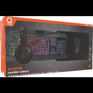 Qware Gaming - PC Gaming Bundel - Keyboard - Muismat - RGB LED Koptelefoon - Muis - Austin - Qwerty