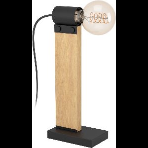 EGLO Bailrigg Tafellamp - E27 - 33 cm - Zwart/Bruin - Hout/Staal