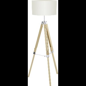 EGLO Lantada Vloerlamp - E27(excl.) - 1 Lichts - 150cm - driepoot - Hout - Beige - FSC Hout