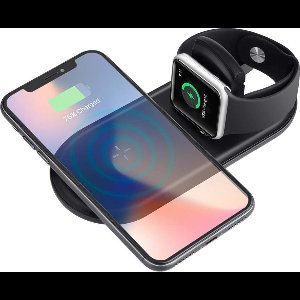 2 in 1 Docking Station Oplaadstation Draadloos Qi geschikt voor Apple iPhone / Apple Watch - Met Ingebouwde Opladers