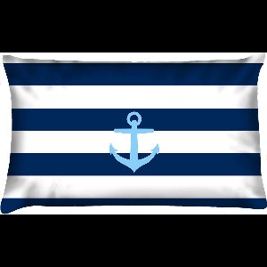 Sierkussen - Buitenkussen Bloed Waterafstotend Bootkussen Streep Anker - Blauw - 60 Cm X 40 Cm