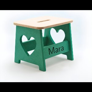 Houten kruk voor kinderen met eigen naam - Kinderkruk - Opstapje - Groen - Hartje - Gepersonaliseerd cadeau