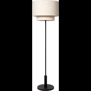 Atmooz - Vloerlamp Polar - Zwart - Gebroken Witte Katoenen Lampenkap - 150 cm Hoog - E27 Fitting - Stijlvol - Tijdloos