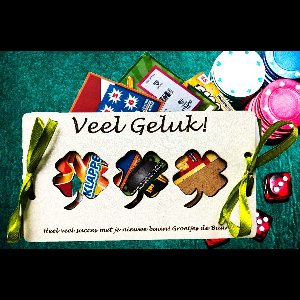 Geld Cadeaukaart Geluk - Eigen Tekst - Gepersonaliseerd - 14 varianten - MDF wit 3mm - Veel geluk cadeau - gepersonaliseerd cadeau - geluksbrenger - Klavertje vier - nieuwe baan - new job - good luck cadeau envelop - veel succes - geldkaart