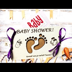 Geld Cadeaukaart Babyshower - Eigen Tekst - Gepersonaliseerd - 14 Varianten - MDF wit 3mm - Babyshower cadeau - gepersonaliseerd cadeau - gender reveal cadeau - kraamcadeau meisje jongen - baby shower cadeau neutraal - felicitatiekaarten geboorte