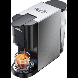 HiBREW H3A 5 in 1 Koffiezetapparaat, 19 Bar Druk, Koud/Warm-modus, 1000ml Watertank, Energiebesparing & Anti-DroogBescherming - Zilver