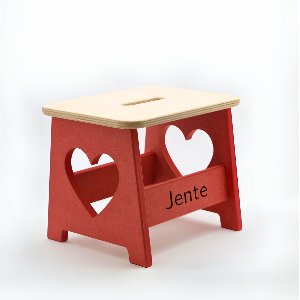 Houten kruk voor kinderen met eigen naam - Kinderkruk - Opstapje - Rood - Hartje - Gepersonaliseerd cadeau