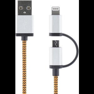 STREETZ IPLH-241 Lightning MFI / Micro-USB Kabel - 1 meter - Oranje