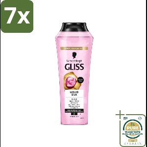 7 x Gliss - Shampoo - Liquid Silk - Voor Glanzend en Zijdezacht Haar - 250 ml - Grootverpakking - Glanshaar - Zijdezacht Haar - Siliconenvrije Shampoo - Natuurlijke Ingrediënten - Droog Haar