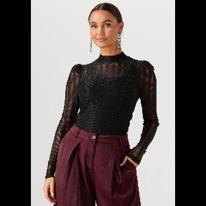 AAIKO Ivona Mesh Pes 123 Tops & T-shirts Dames - Shirt - Zwart - Maat L