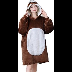 ST TRADİNG - Comfortabele Luiaard Hoodie Deken voor Volwassenen - Zachte Flanellen Loungesweater