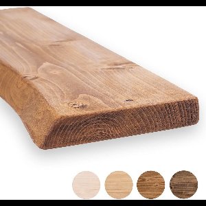 Rustiek Houten Wandrek met Levendige Rand - 110 cm - Massief Grenenhout