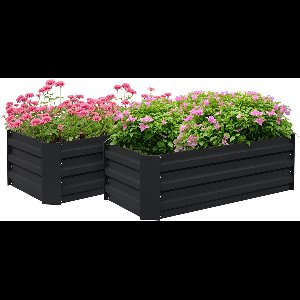 Outsunny tuinbed - Staal - 100x50x30cm - Zwart