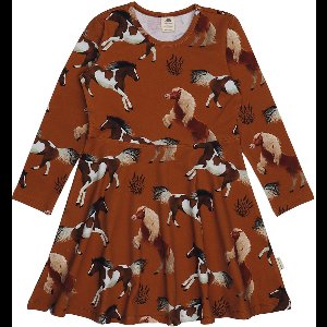 Walkiddy® Jurk – Meisjes – Joyful Horses serie – Maat 152 – GOTS-gecertificeerd Biologisch Katoen