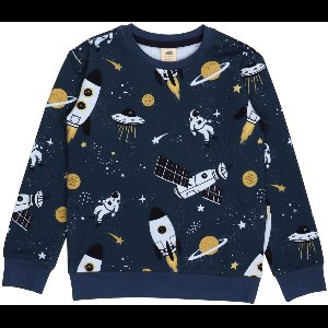 Walkiddy® Kinder Sweatshirt – Jongens & Meisjes – Space Trip serie – Maat 110 – GOTS-gecertificeerd Biologisch Katoen