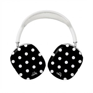 xoxo Wildhearts hoesje geschikt voor AirPods Max (2) - Polka Dots (Zwart) - Ook als telefoonhoesje verkrijgbaar - schokbestendige case - koptelefoonhoesje - Beschermhoes met stippenpatroon - Zwart met witte stippen