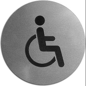 Wc bordje – Gehandicapt – Rond – Acrylaat - RVS met Zwart – 10 x 10 cm – Toilet bordje – Deurbord – Zelfklevend