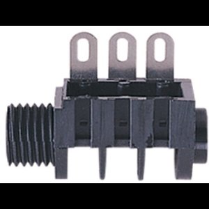 6,35mm Jack (v) inbouw connector - plastic - 3 soldeerpunten / stereo
