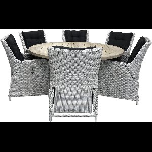 Taste by 4 Seasons Louvre ronde tuintafel + Riva verstelbare tuinstoel