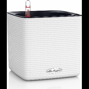 LECHUZA CUBE Color 16 - Plantenbak - met uitneembare binnenbak - met bewateringssysteem - ALL-IN-ONE set - wit