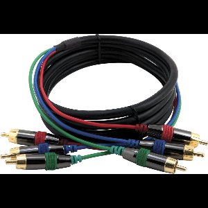 DELTACO MM-70A Component Video Kabel, 2x 3 RCA, 3 meter, Verguld, Zwart