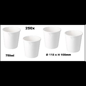 250x Soepbeker big karton 750ml wit - Soep beker kom salade beker festival warme dranken maaltijd