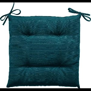 Hespéride Korai Stoelkussen met lintjes - Waterafstotend - Afneembare hoes - 4 knopen - 40x40cm - Eendblauw