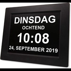 FEDEC Digitale Dementieklok - met XL Beeldscherm – Alarmfunctie - Medicijnwekker – Kalenderklok - Alzheimer Klok – Zwart