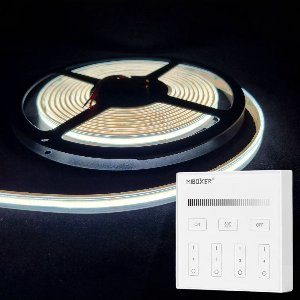 LED Strip COB - 10 Meter - Complete Set - 6000k - Koud Wit - 24V - IP65 Waterdicht - 480LED/m - Met Draadloze Mi-Light(MiBoxer) Touch Wandbediening(Wit)