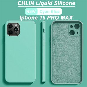 CL CHLIN® Premium Siliconen Case Iphone 15 PRO MAX Cyan Blauw - Iphone 15 PRO MAX hoesje - Iphone 15 PRO MAX case - Iphone 15 PRO MAX hoes - Silicone hoesje - Iphone 15 PRO MAX protection - Iphone 15 PRO MAX protector