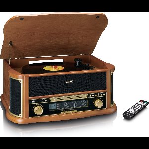 Classic Phono Retro Platenspeler - Bluetooth - Auto-stop -Radio CD en Cassettespeler - TCD-2551WD - Hout