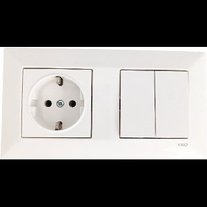 Panasonic Viko-Stopcontact-Wandcontactdoos-Randaarde-Wit-Compleet-Meridien Serie