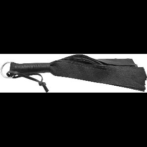 XX-Dreamtoys – leren zweep met 12 banden – zwart