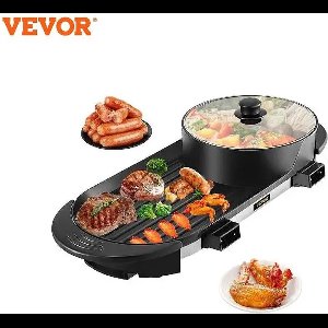 Vevor - 2 in 1 Koreaanse Bbq - Hotpot - Hotpot Electrisch - Korean Bbq - Koreaanse Grill - Koreaanse Grill En Hotpot Set - Korean Bbq Grill - Tafel - Zwart