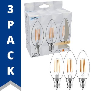 LED's Light LED Lampen Kaars E14 - helder glas - Warm wit licht - 470 lm - 3PACK - Kaarslamp - Kaarslampjes