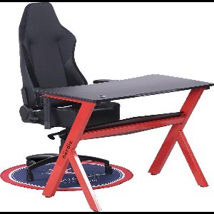 NÖRDIC GAME-N1008 – Gaming tafel, MDF-schijf en metalen poten, BxDxH 116x66x76cm - Rood met Zwart