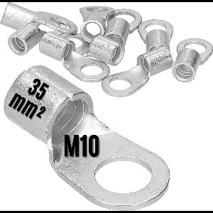 10 stuks Kalitec Q35-10 krimpkabelschoen 35mm² M10 I ongeïsoleerd I doornpersing I voor soepele, fijne en ultrafijne draadgeleiders I kabelschoen 35mm² volgens DIN 46234